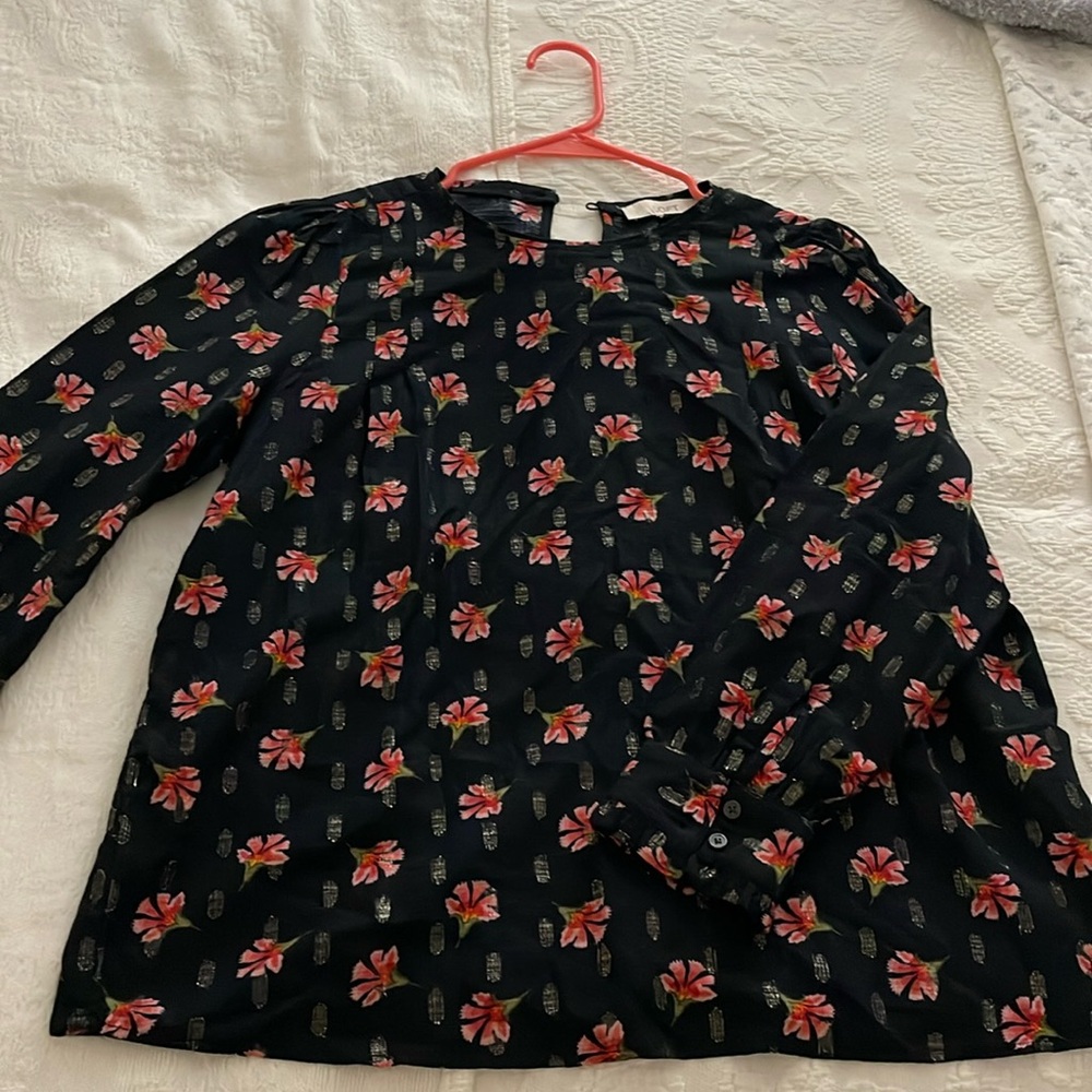 Loft Navy Floral Blouse